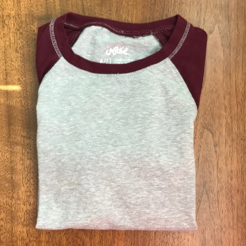 Justice Girl’s Long Sleeved Baseball Style Tee